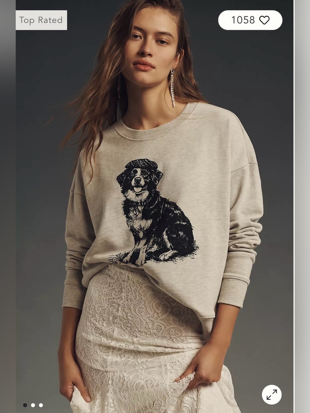 Maeve/Anthropologie Best in Show Dog Sweatshirt in Heather Grey. NWT